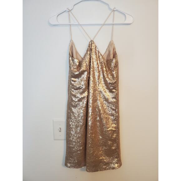 Showpo Night In Vegas Sequin Gold Dress Women Size 4 - Picture 4 of 7